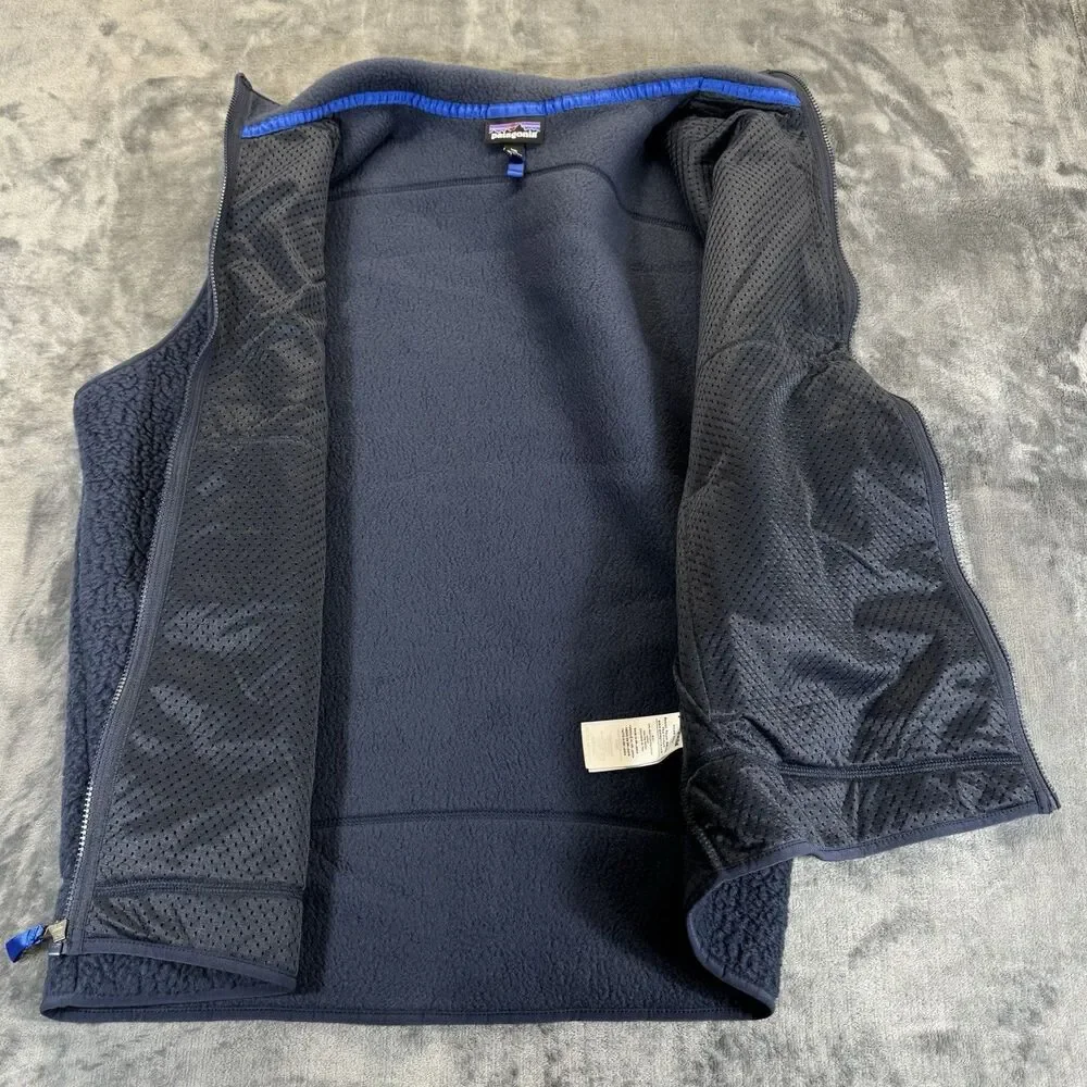 Patagonia Sz XXL Retro Pile Vest Navy Blue Mens Full Zip Gilet
